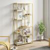 Seven-Tier Geometric Bookcase - White/Gold Tone