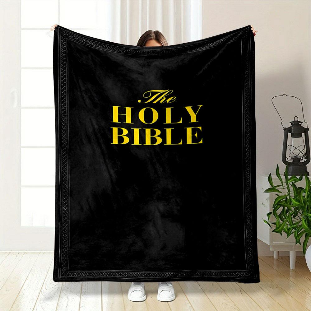 1PC HOLY BIBBLE Knight Pattern Print FlAannel Blanket, High Quality Comfortable for All Seasons, Home Decor, Warmth and Comfort