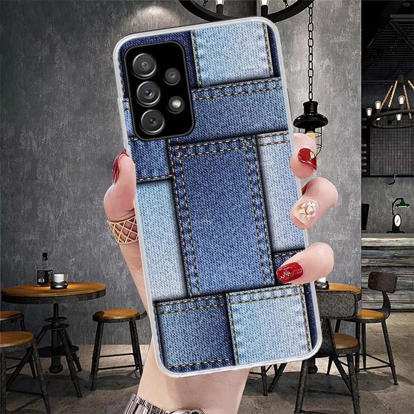 Jeans Cowboy Denim Printed Soft Phone Case For Samsung Galaxy A13 A14 A15 A16 A17 A53 A54 A55 A56 A57 A33 A34 A35 A36 A37 A23 A2