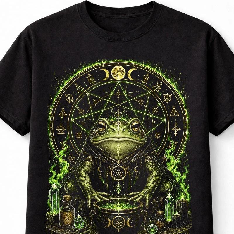 Frog Witchcraft Occult Pagan Magic Gothic Black Unisex TShirt S