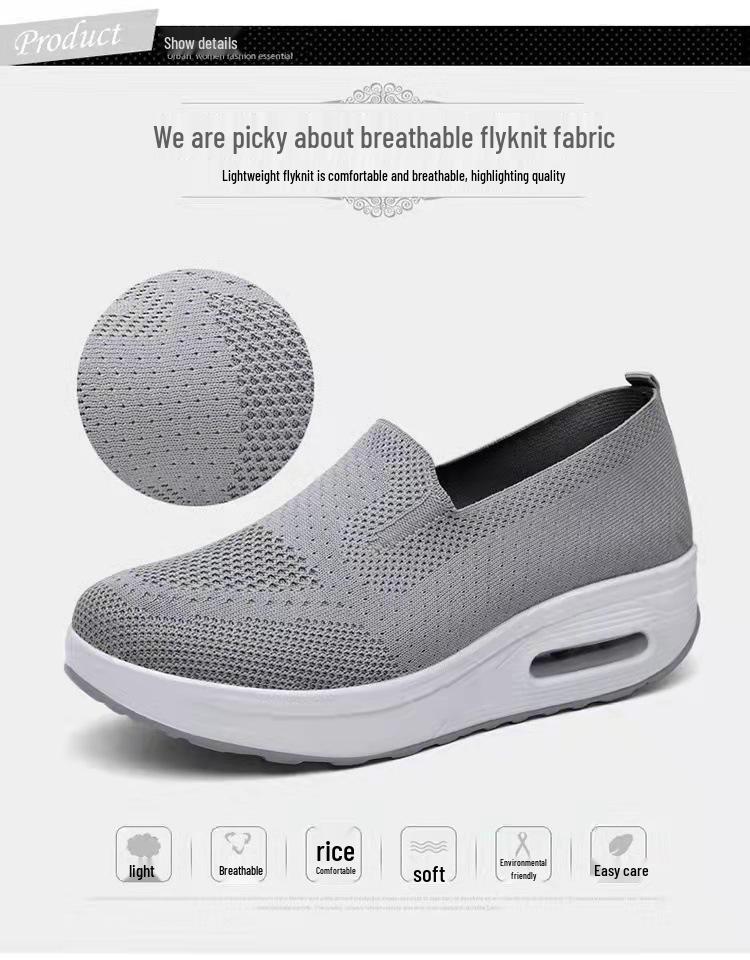 Women's Casual Summer Mesh Slip-on Shoes - Soft, Comfortable, Breathable, Versatile for Middle-aged and Elderly