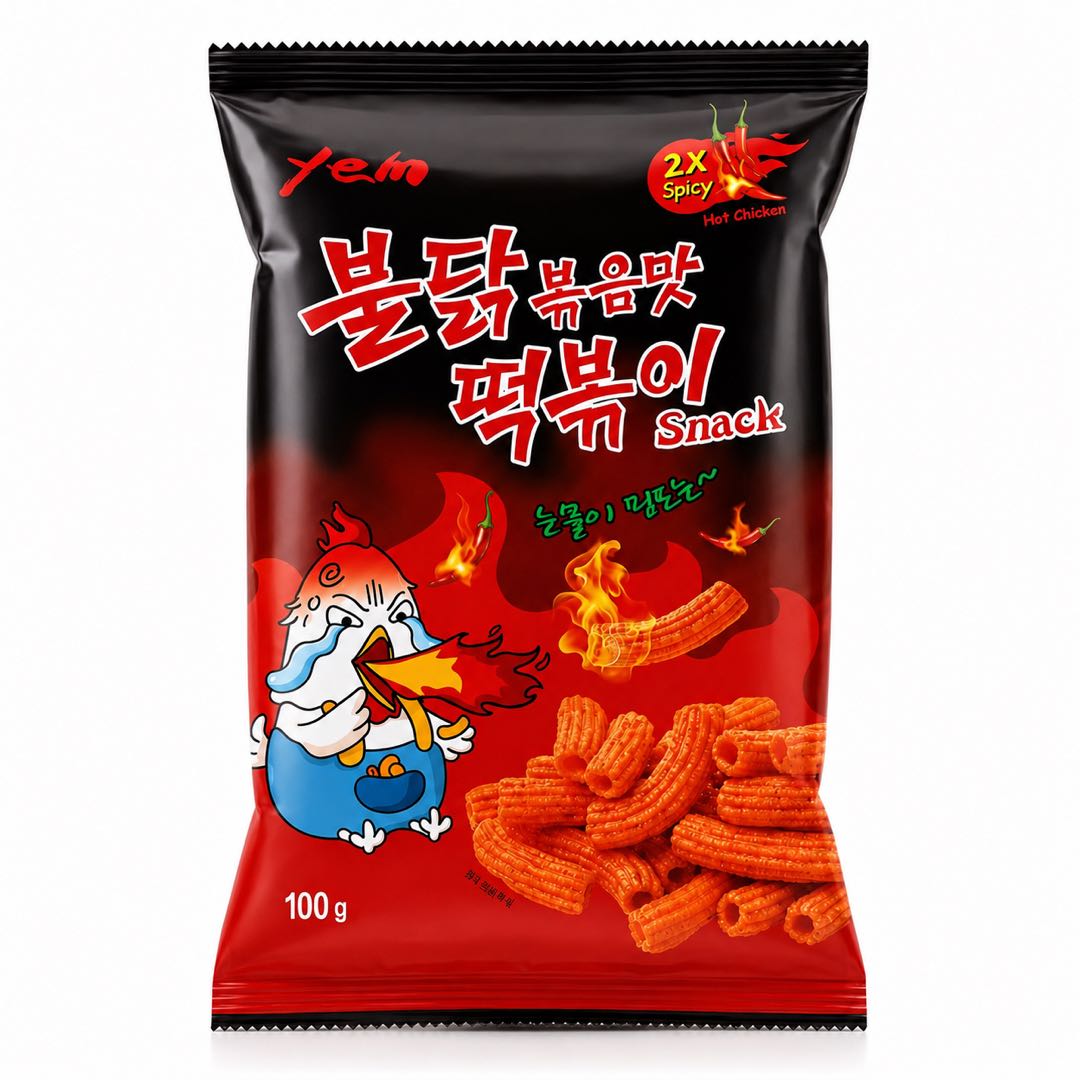 YEM Острые Куриные Рисовые Кексы Подушечки Закуска 100г #Spicy Chicken x 1pack red