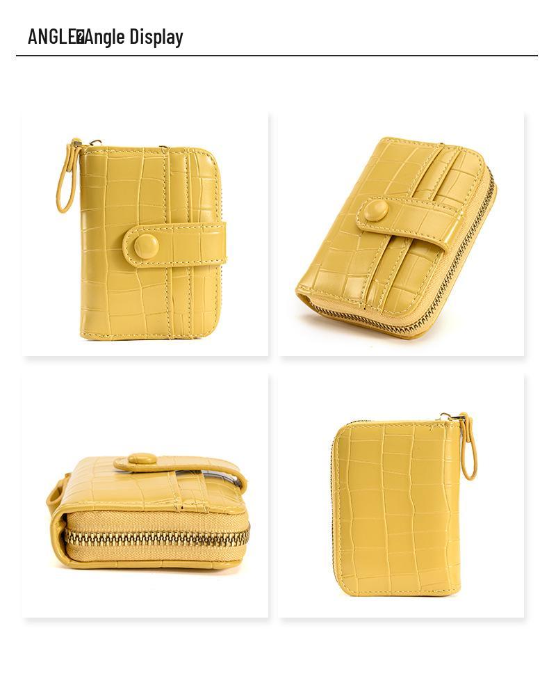 2024 Women's Crocodile Pattern Card Holder: Compact Accordion Wallet with Multi-Card Slots and Zipper