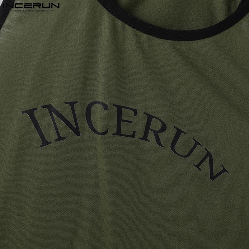 INCERUN Summer Men Round Neck Sleeveless Print Casual Loose Tank Tops