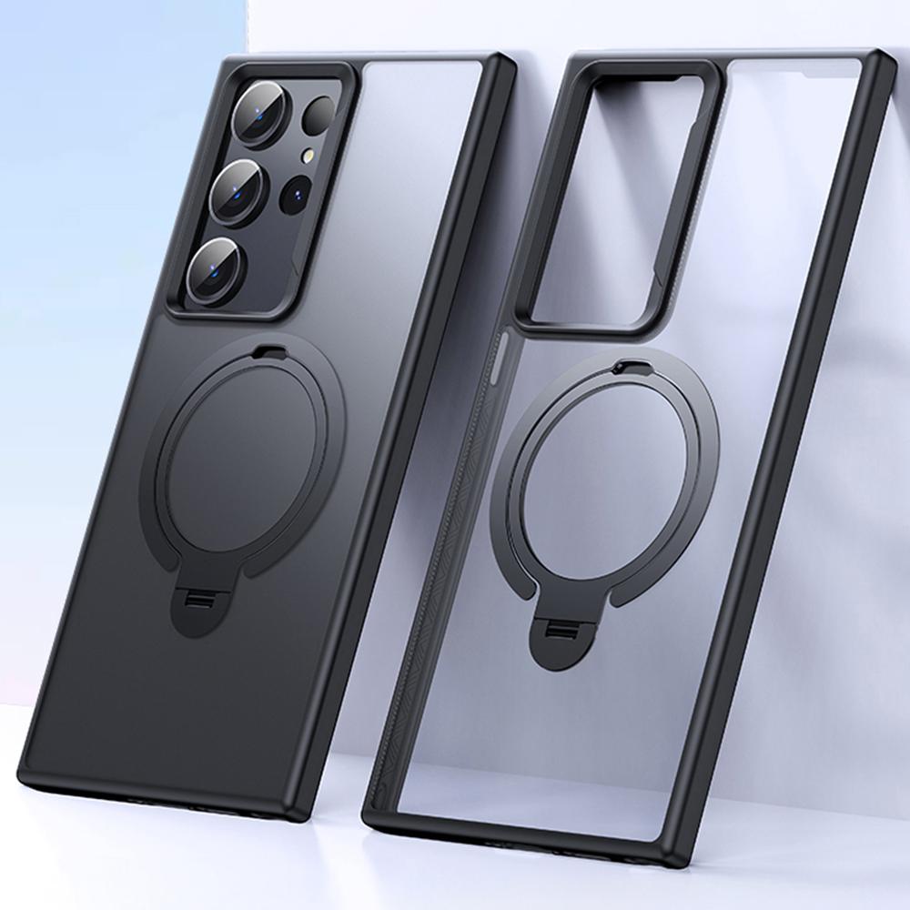 

Чехол для телефона Samsung Galaxy S23 Ultra с подставкой, матовая задняя крышка, совместимый с MagSafe Black