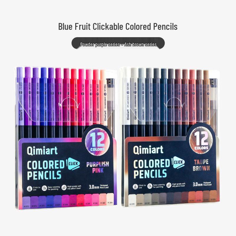 Blue Fruit 12-Color Oil-Based Mechanical Colored Pencils for Students and Professionals