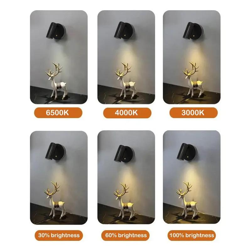 Rechargeable Magnetic LED Wall Light - 360° Rotation Touch lantern W/ Remote Control, Wall Mount Cabinet Spotlight Night Lamp