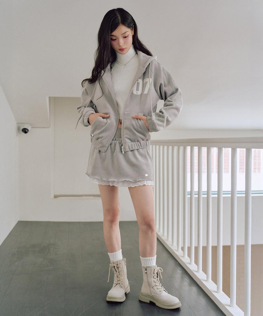 ZEROPLANET Chloe Velour Skirt Pants [Light Grey]
