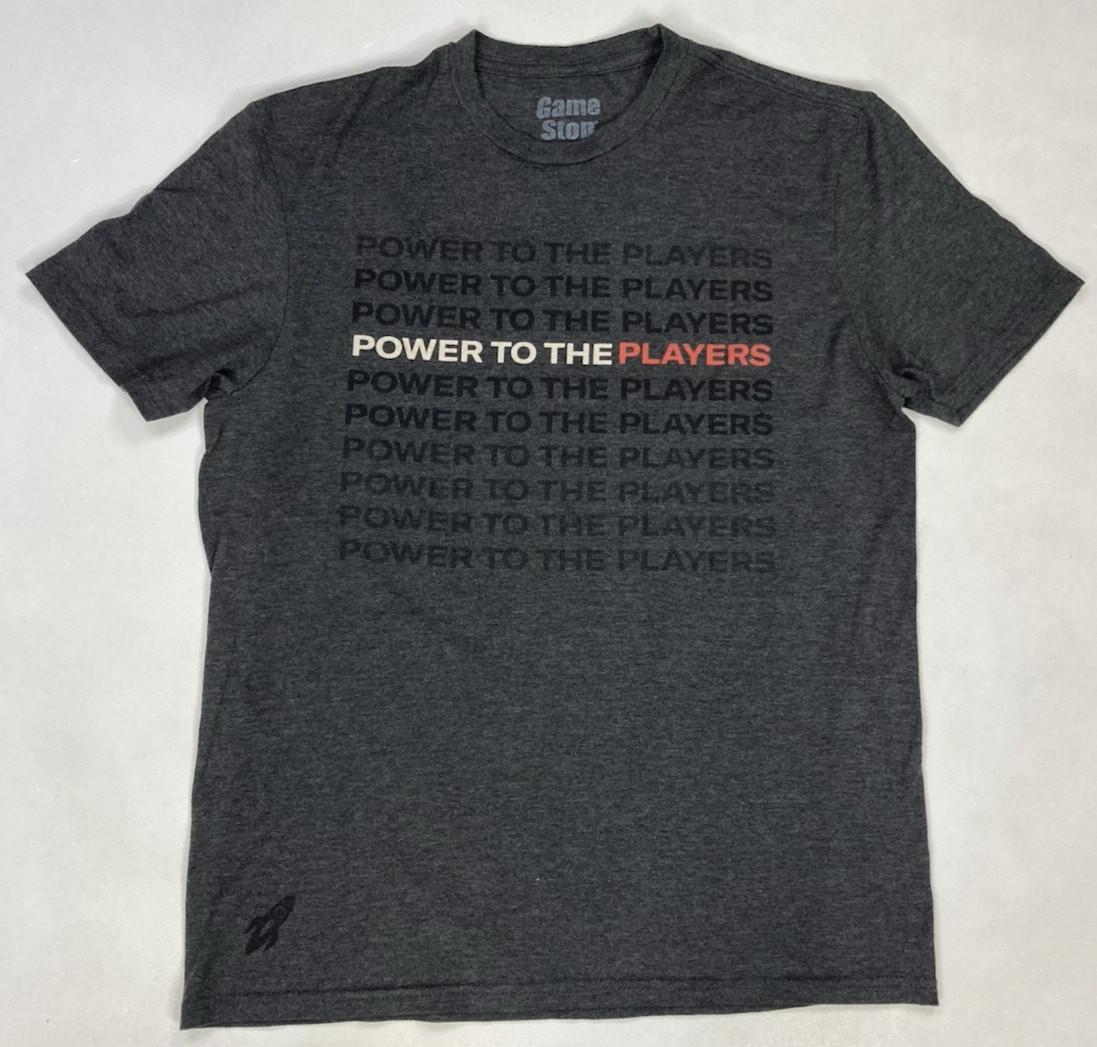 Game Stop Power To The Players Graphic T-shirt Men Medium Gray Short Sleeve XXL