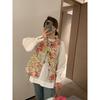 Women's Floral Print Quilted Sleeveless Round Neck Button Front Vest Boho Style Summer Waistcoat