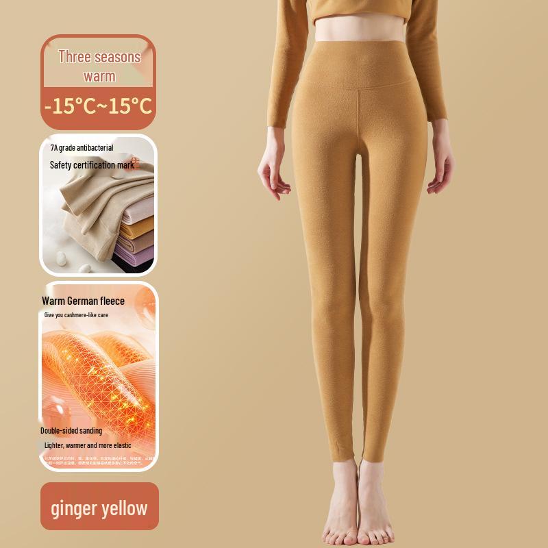 German Velvet Women's Thermal Leggings: Thick Wool-Fleece Lined, Warm Autumn/Winter Trousers.