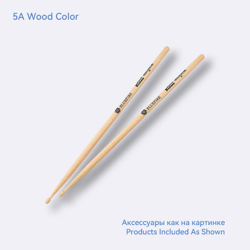 1 Pair 5A Drum Sticks Classic Hickory Drumsticks Professional Drum Stick Percussion Instrument Accessories Drum Set wood color 5A
