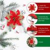 12/24 Adet Noel Yapay Çiçek Glitter Yapraklar Kırmızı Altın Gümüş renk Katmanlı Noel Ağacı Çelenk Dekorasyon Sahte Çiçek Parti Fotoğraf Sahne