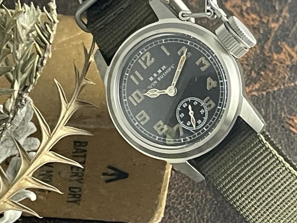 Military watch for Buships small khaki nylon NATO strap [M.R.M.W.] men, second,
