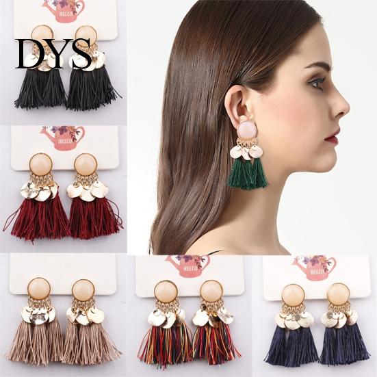 1Pair Women Bohemian Tassels Sequins Ear Stud Dangle Earrings Banquet Jewelry