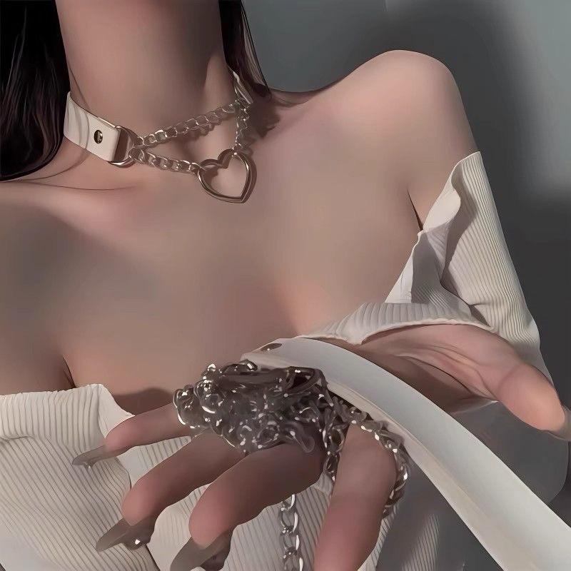 Unisex Leather Punk Chain Choker Necklace: Edgy, High-End Design