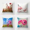 Floral Landscape Cushion Cover Charm Colorful Butterfly Pillowcase Sofa Car Waist Hug Home Decor Style