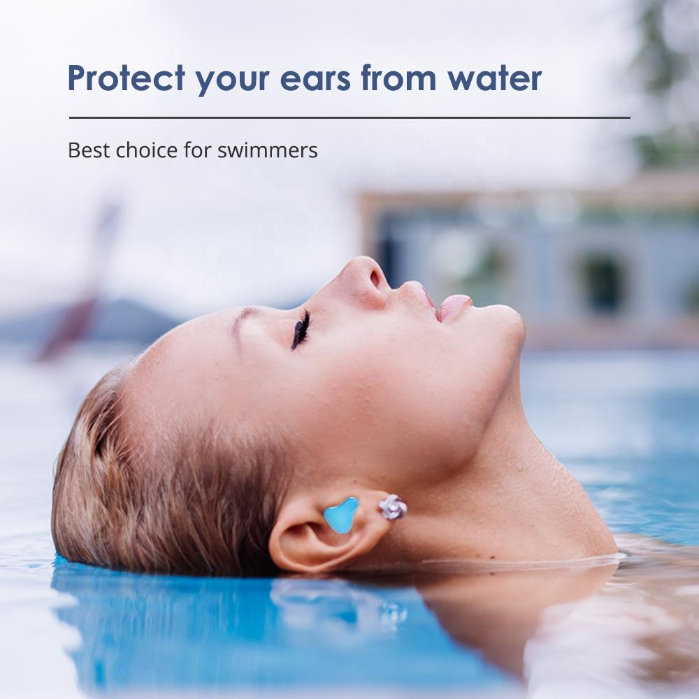 Disposable Silicone Gel Ear Plugs Waterproof 27dB Noise Reduction Intrinsically Safe Foldable Design for Adults Kids Swimming