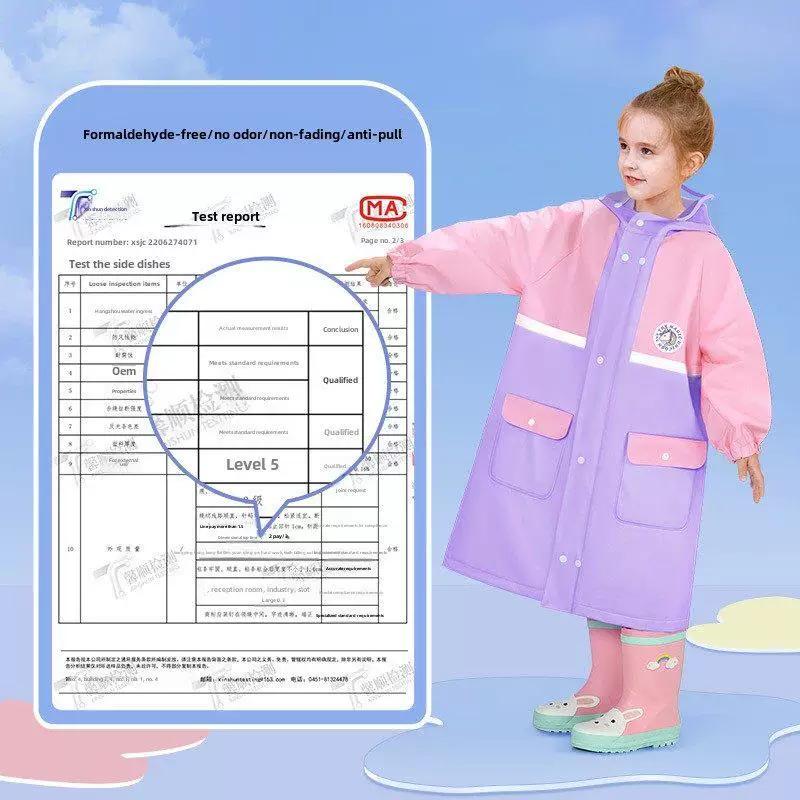 Children's Raincoat for Boys and Girls 2024 New Children's Full-Body Waterproof Boys and Girls School Bag Student School
