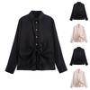 Ladies' Loose, Comfortable, Casual, Fashionable Knot Silk Texture Long Sleeved Shirt