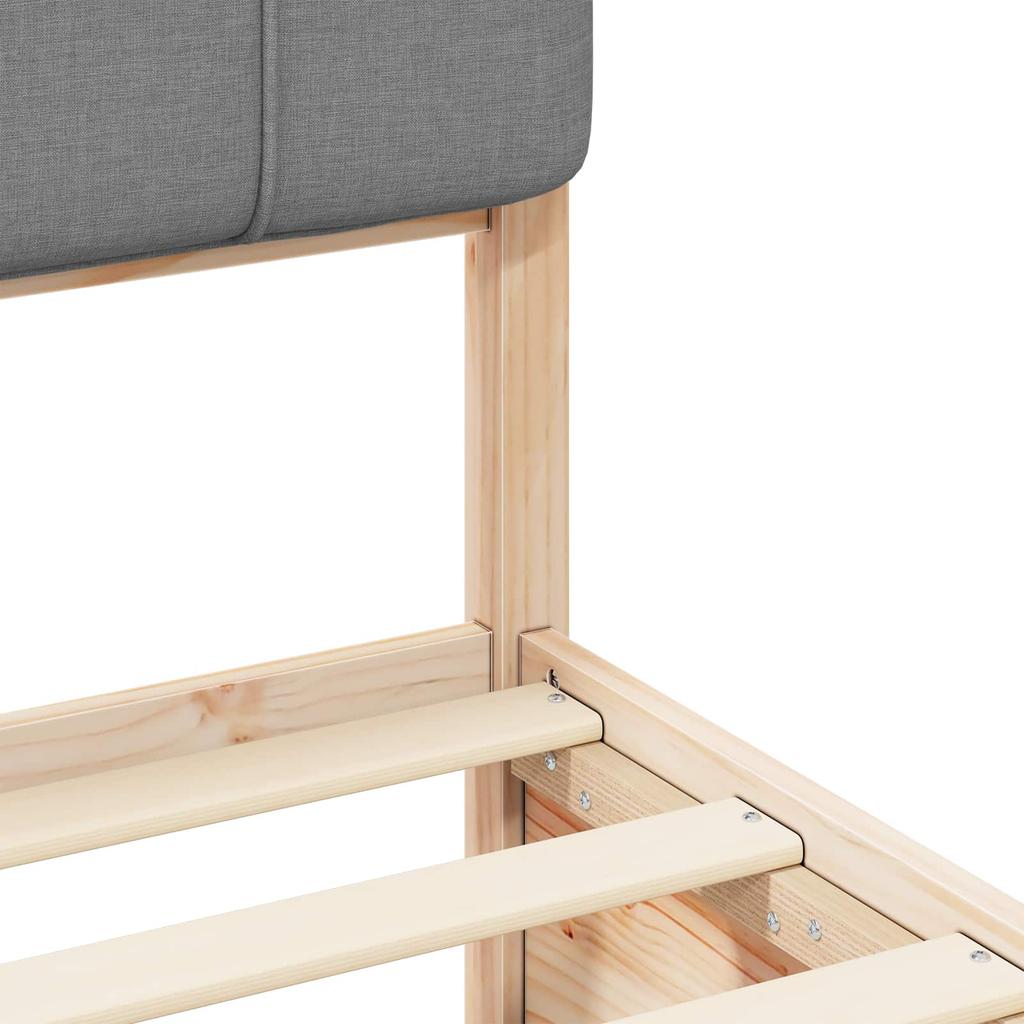 Bed Frame with Upholstered Headboard Light Grey 120 x 190 cm