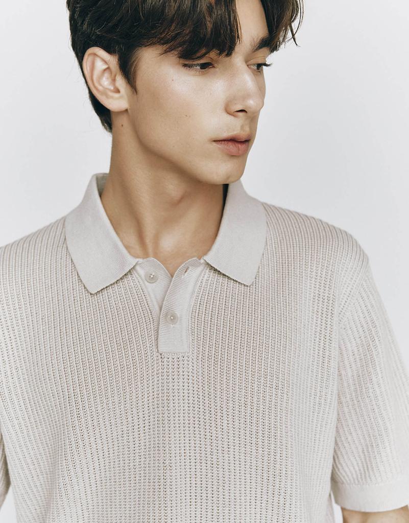 CONCEPTS1ONE Textured Short Sleeve Polo Knit Sweater 10055532/055532 [4Color]
