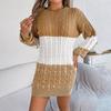 Loose Knit Dress Women's Straight Fall Winter Wide Dresses Wind Pit Strip Lazy Style Long Sleeve O Neck