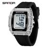 SANDA Men's Multifunctional Barrel-Shaped Sports Watch - Waterproof & Fashionable with Single Display Timing