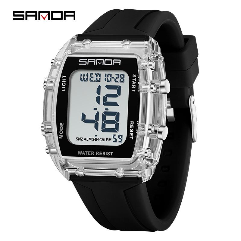 SANDA Men's Multifunctional Barrel-Shaped Sports Watch - Waterproof & Fashionable with Single Display Timing
