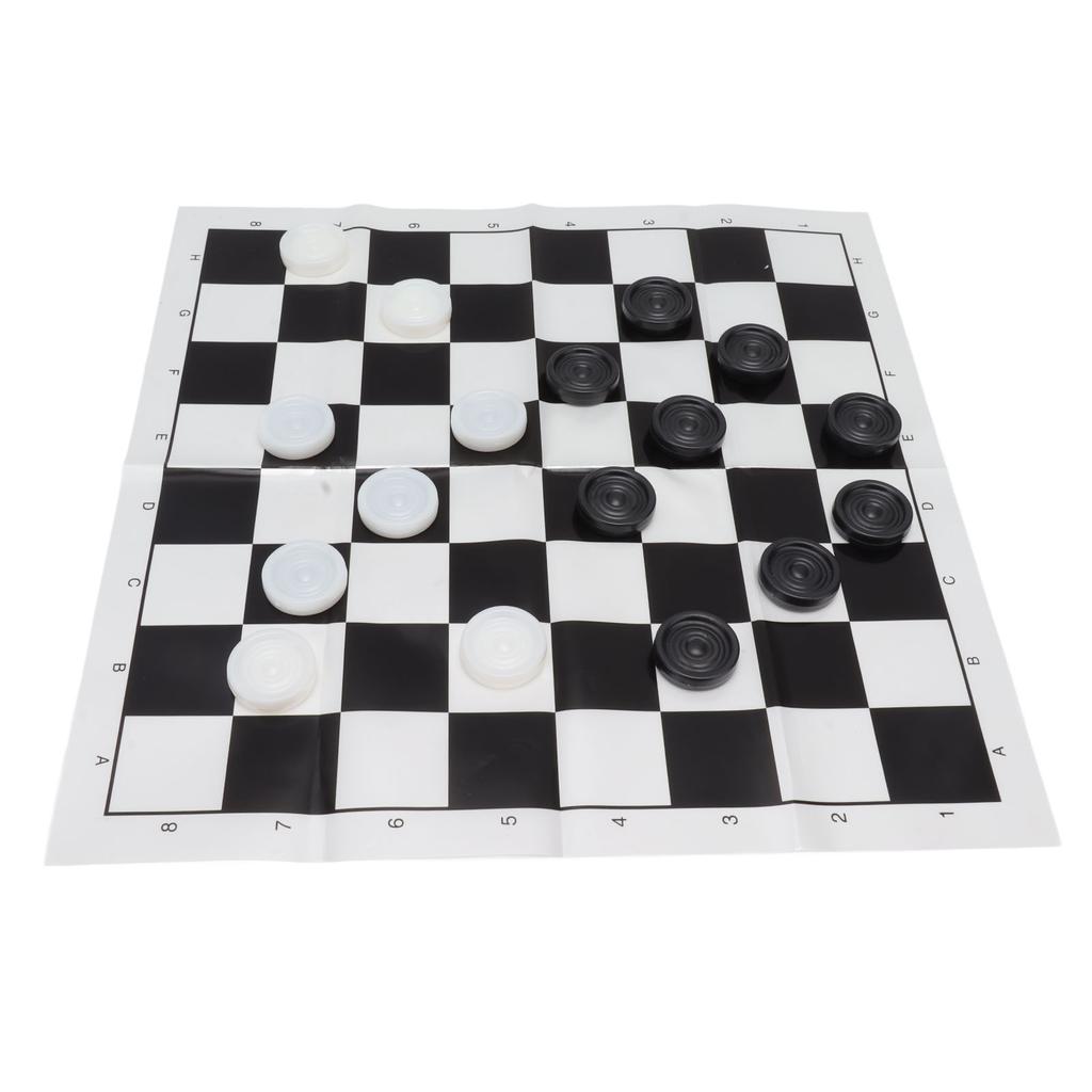 Checkers Set Stackable Black White Plastic Pieces Draughts Board Game with Transparent Box for 3 Years Old Above