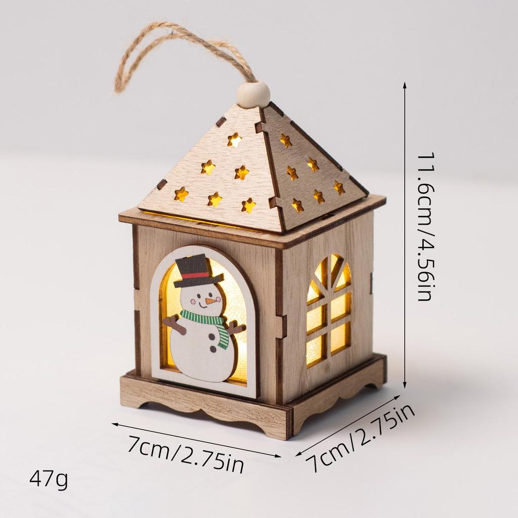 Christmas Luminous Wooden Cabin Ornament - Small House Tree Decoration