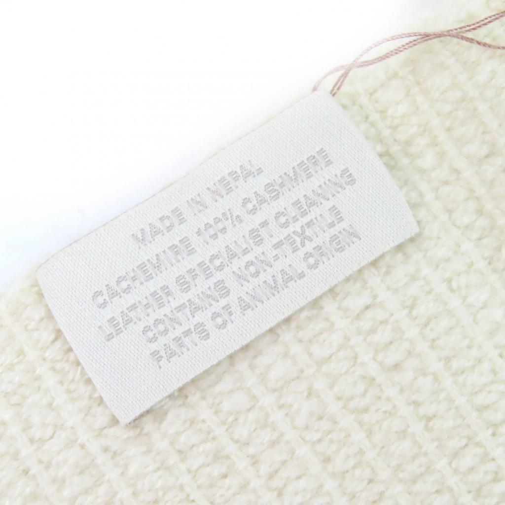 Pristine HERMES shawl H logo leather patch mini fringe large cashmere H693187S Used