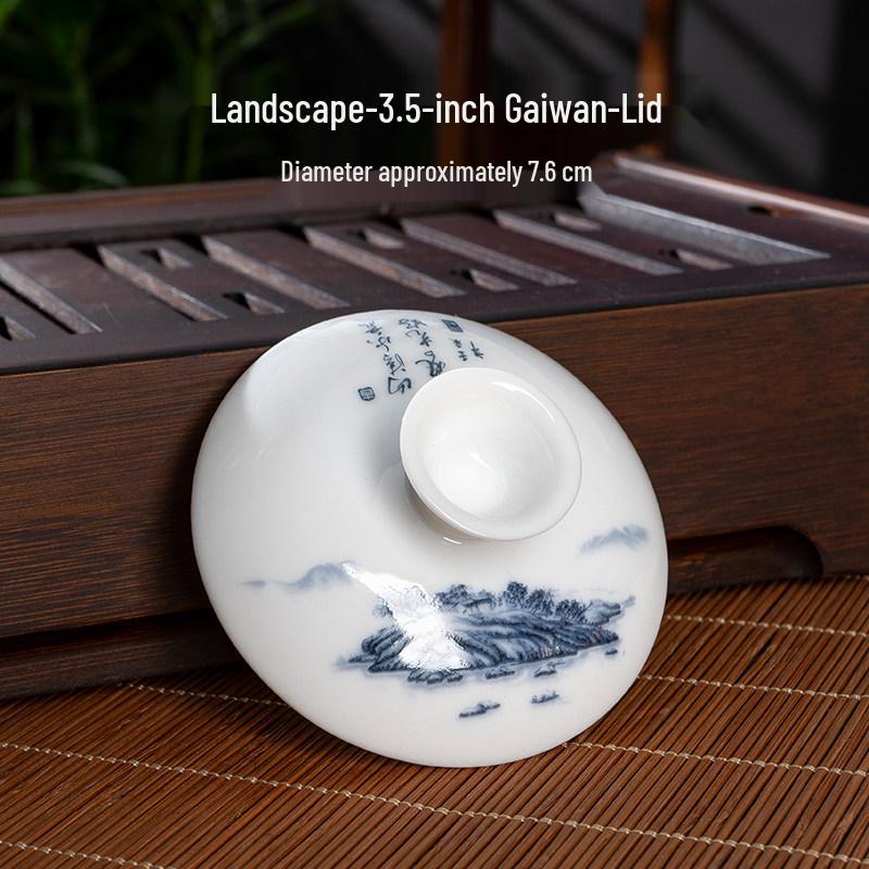 Gaiwan Teacup: Ceramic Lid & Bowl, 7.1CM-8.1CM Diameter, Kung Fu Tea Set Accessory.