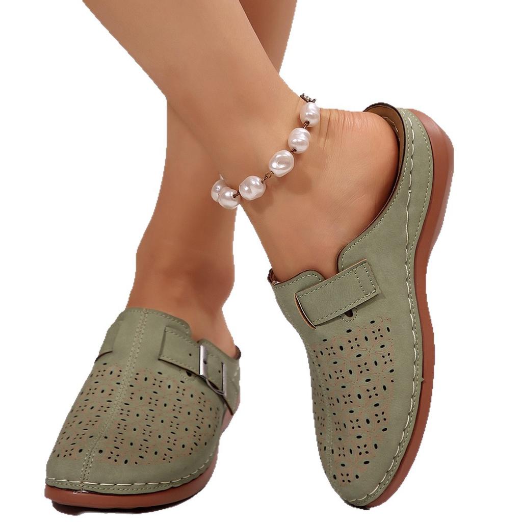 Large Size Slippers Women's Summer New Baotou Metal Hollow Women's Shoes Size 43