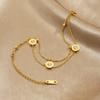 Gold Plated Layered Cubic Zirconia Bracelet Dainty Round Charm Chain Jewelry