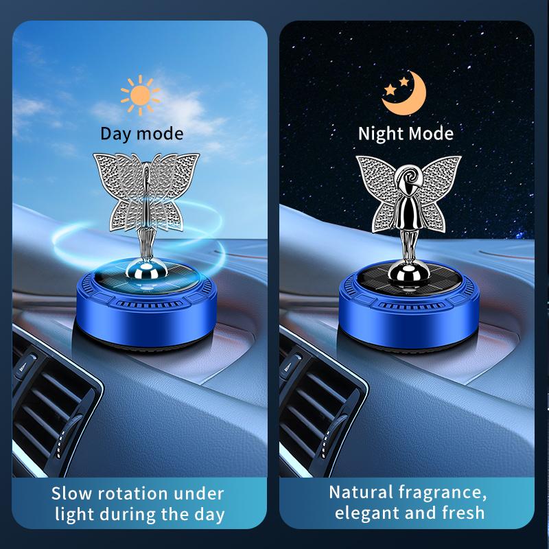 Solar Car Air Freshener Angel Rotating Diffuser Dashboard Perfume Ornament Plant Extract Fragrance Auto Decor