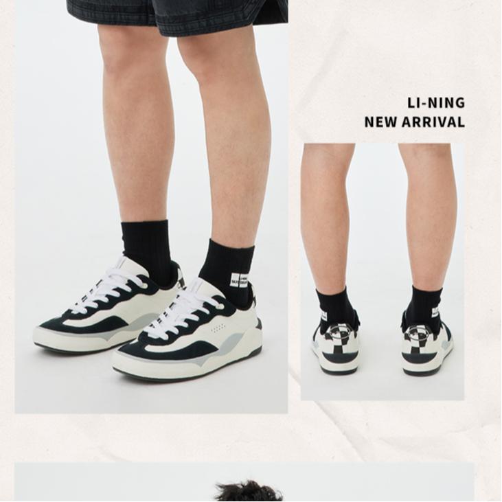 Li Ning Skategeneral Durable Breathable Low Top Skate Shoes Men Sneakers White Gray AEPSA49-1