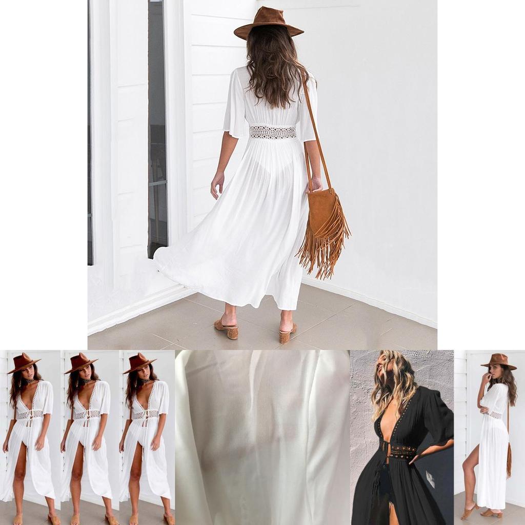 Stylish Women's Lace Crochet Bikini Beachwear Cover Up Dress For Summer Fun