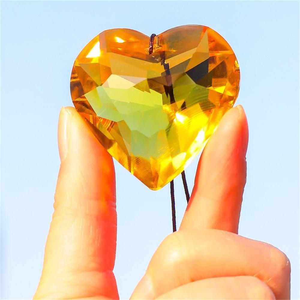 Hanging Heart Suncatcher Transparent Prism Pendant Crafts Ornamental For Home Decoration Window Display Garden Accessory