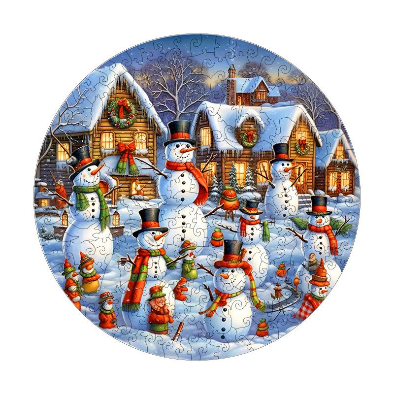 Alien Animal Wooden Puzzle Irregular Christmas Toy Snowman