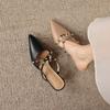Real Leather Rivet Pointed Sandals