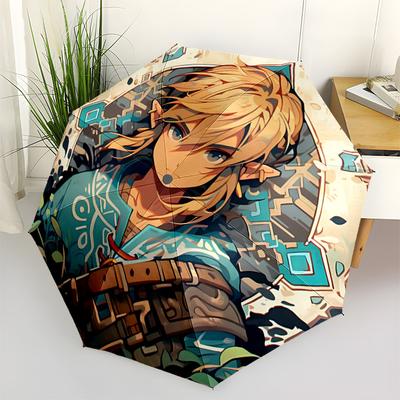 1 ud. Paraguas Plegable Portátil de Apertura/Cierre Automático The Legend of Zelda con Estructura de 8 Varillas para Mujer/Hombre, Uso en Todas las Estaciones a0901139