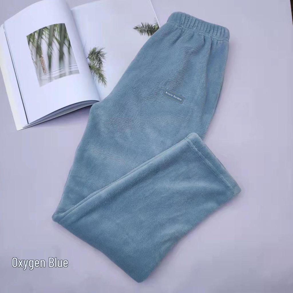 Women's Plus Size Coral Fleece Open Hem Warm Pajama Pants - Thick, Winter, Loose-Fit, Slimming