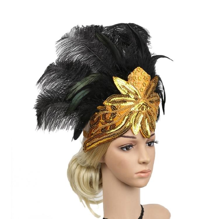 Feather Flapper Headband Masquerade Headpiece Mardi Gras Art Hair Accessories