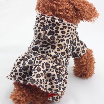 Pets Dogs Leopard Pattern Tutu Coat Dress Puppy Hoodies Both Sides Wear Dog Winter Clothes For Small Dog Puppy Clothing