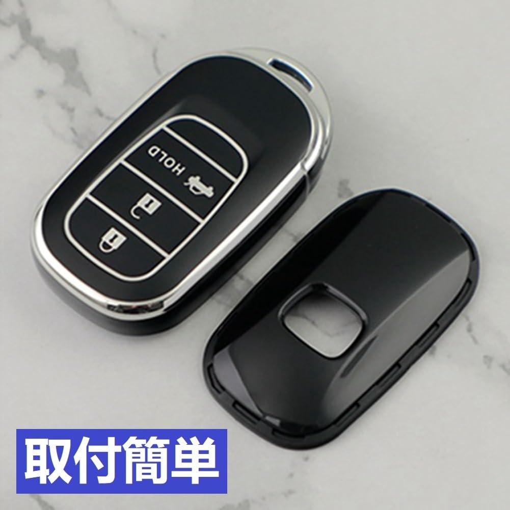 YANMW Custom Key Compatible with Honda Step Wagon NBOX Civic Keychain N-BOX JF5/JF6 Case, (New Model), JF5/JF6, ZR-V, Vezel, 3-Button (Silver/Black)