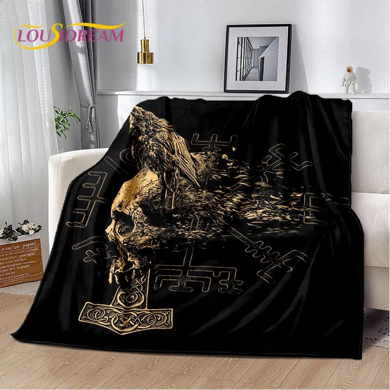 3D Viking Odin Valhalla Nordic Mythology Cartoon Blanket,Soft Throw Blanket for Home Bedroom Bed Sofa Picnic Office Travel Cover