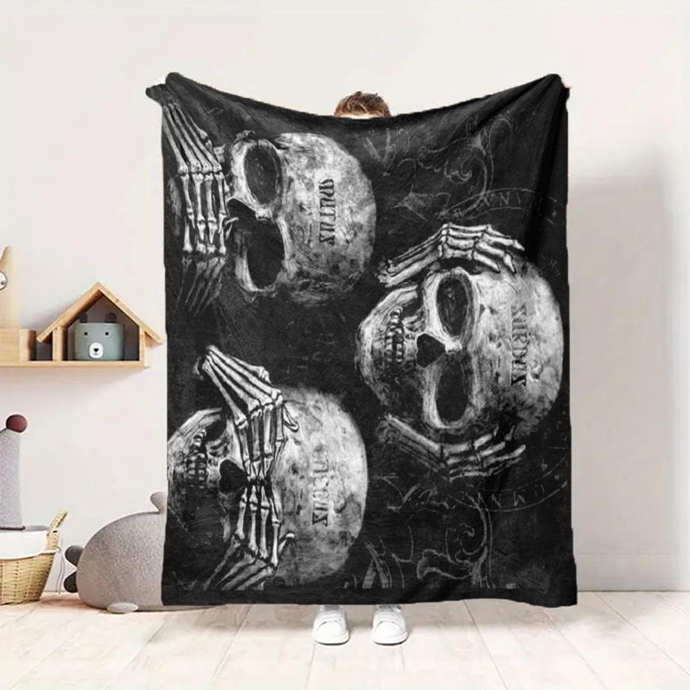 Skull Art Flannel Blanket Throw Blanket Soft Warm Sofa Bed Camping Car home Decor Unique Christmas Gift C9302225