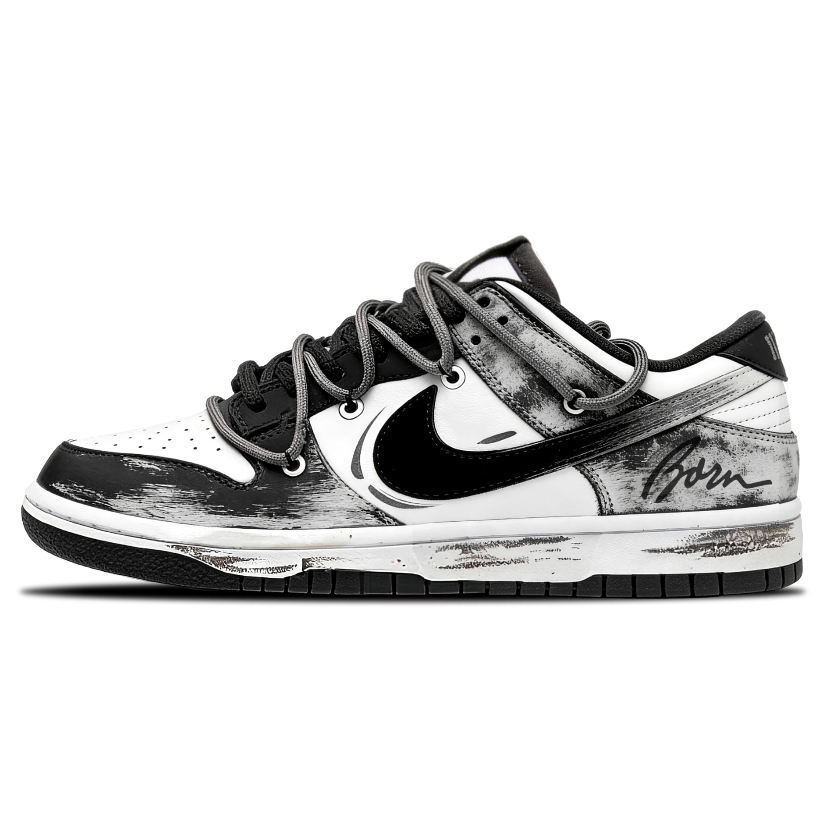 

Nike Dunk Finish Line Leather Slip Resistant Cushioning Abrasion Resistant Low top Skateboard Shoes Unisex Black White DD1391-100(Team858-) 45