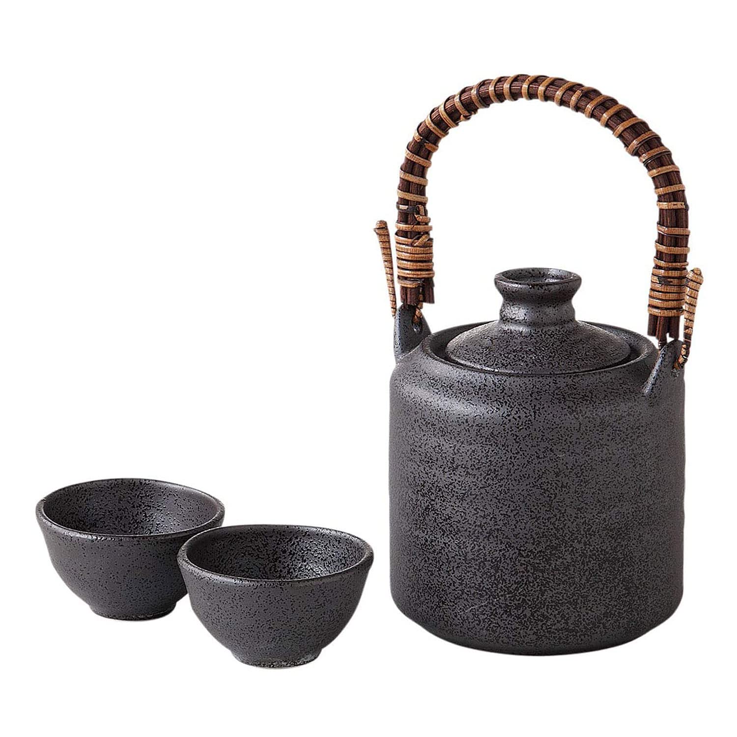 

Manyoan Sake Warmer and Cooler Set with Handles, Smoked - 51-54-43